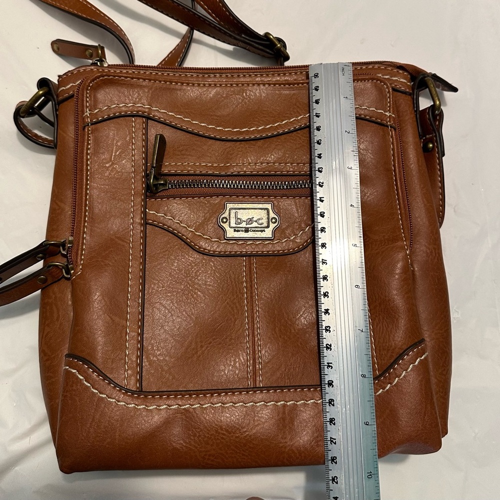 B O C Brown Faux Leather Crossbody Messenger Bag - Picture 7 of 8